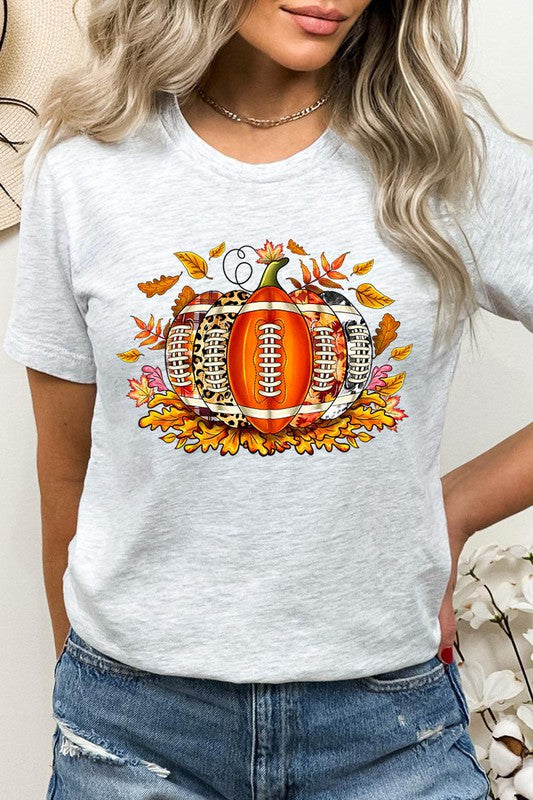 Football Pumpkin Shirt Comfy UNISEX SHORT SLEEVE Fall T-Shirt