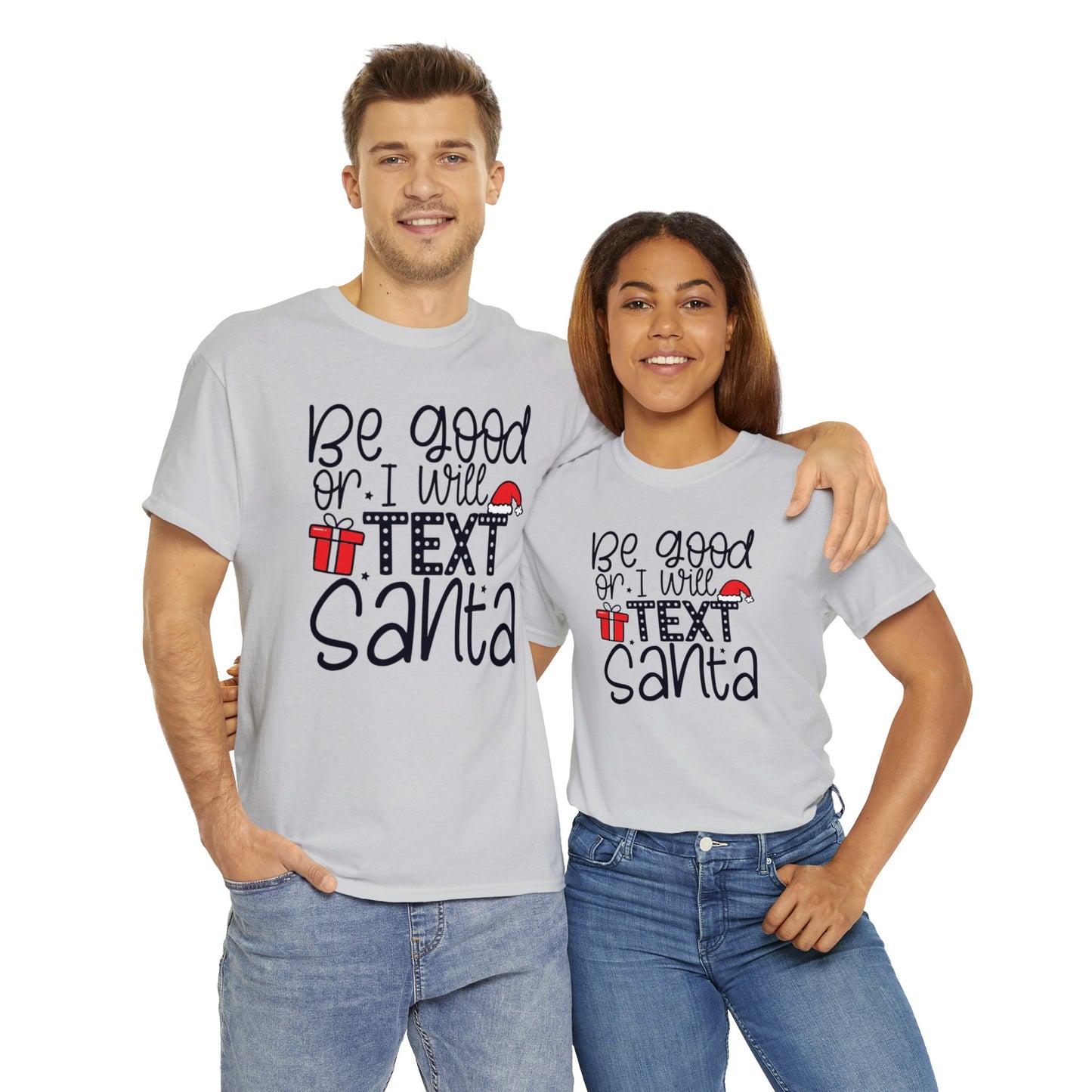 Text Santa Christmas Shirt, Holiday Shirt, Xmas T shirt, Unisex Cotton Tee