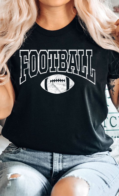 Distressed Football Graphic Tee Shirt