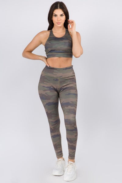 Yelete Active High Rise Camouflage Leggings with Pocket