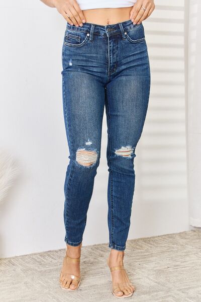 Judy Blue Full Size High Waist Distressed Slim Jeans - 88798