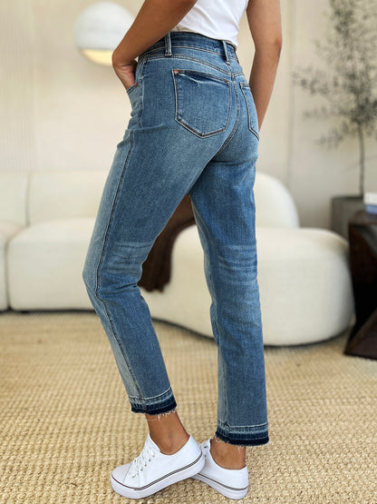 Judy Blue Full Size Mid Rise Rigid Magic Release Hem Jeans - 88818