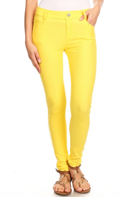 Yelete Cotton-Blend 5-Pocket Skinny Jeggings Full Length