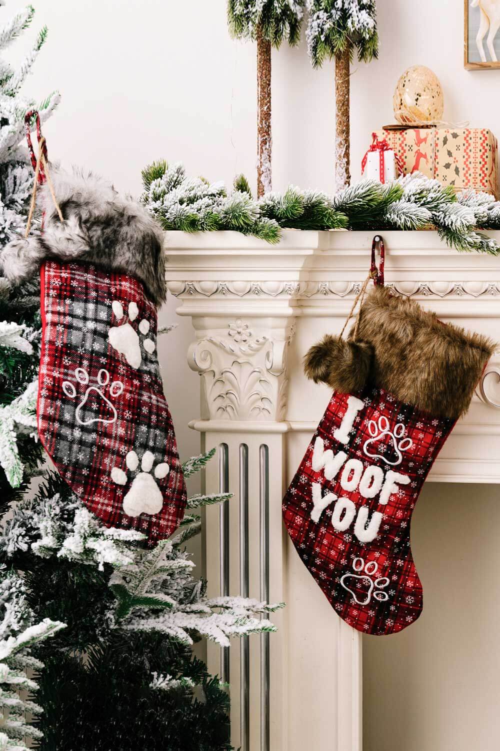 Dog 2-Pack Plush Christmas Stockings Fur Babies Pets