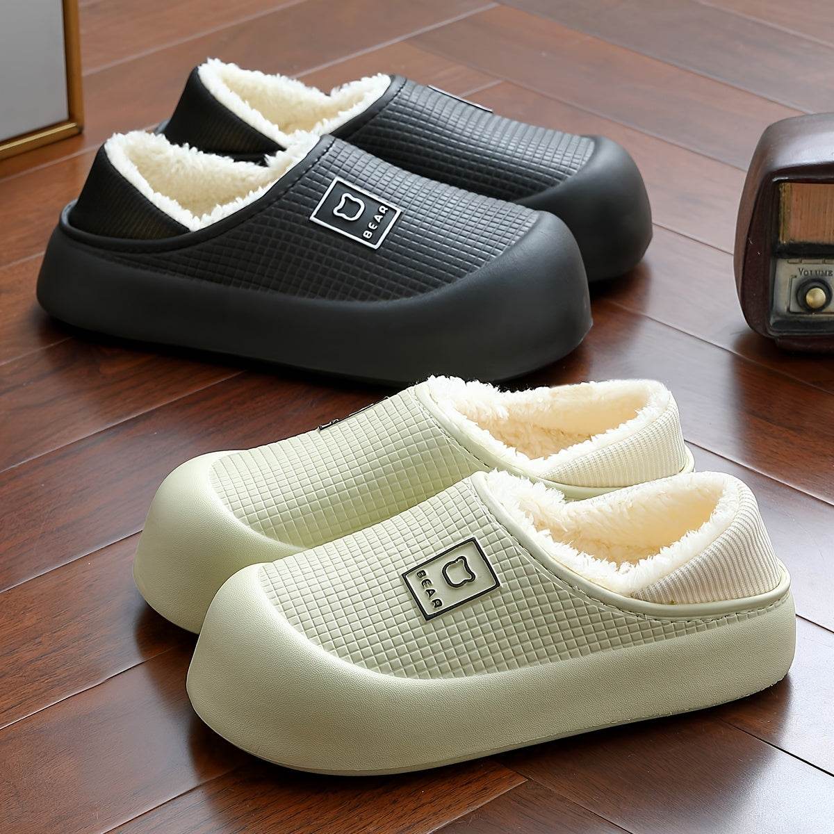 Winter Plush Slippers Soft Fleece Lining, Cushioned EVA Sole & Non-Slip TPR Grip Cozy Indoor Outdoor Home Slip-Ons for All Seasons
