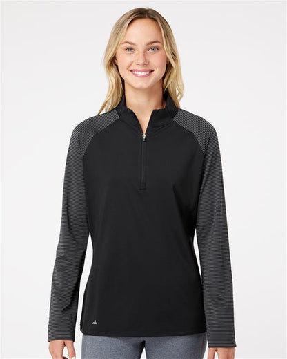 Adidas Women's Stripe Block Quarter-Zip Pullover