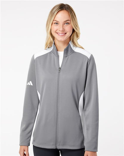 Adidas Women's Textured Mixed Media Full-Zip Jacket