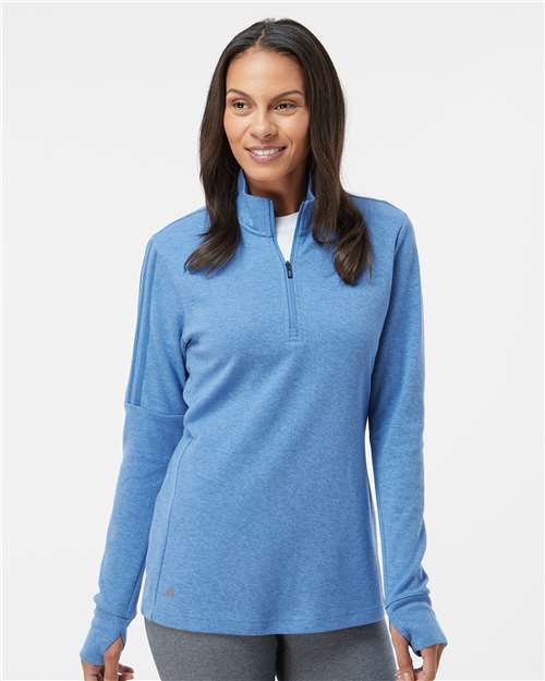 Adidas Women's 3-Stripes Quarter-Zip Sweater