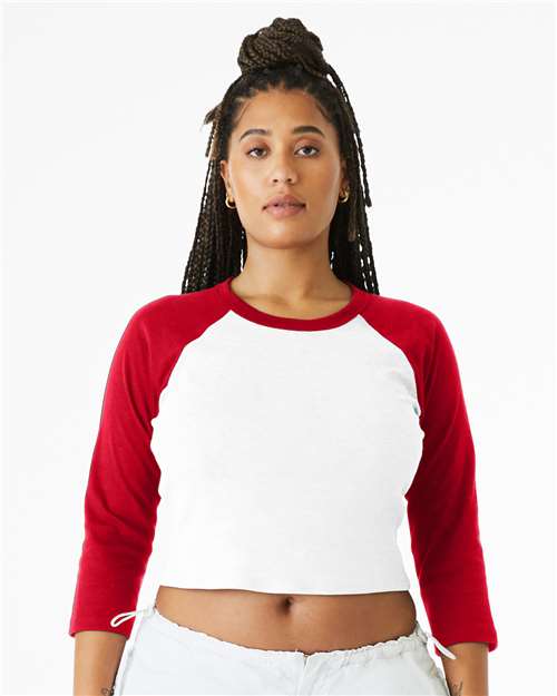 Women's Micro Rib 3/4 Raglan Sleeve Baby Tee