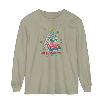 Christmas Bookworm Long Sleeve Shirt All Booked for Christmas Unisex Long Sleeve T-Shirt