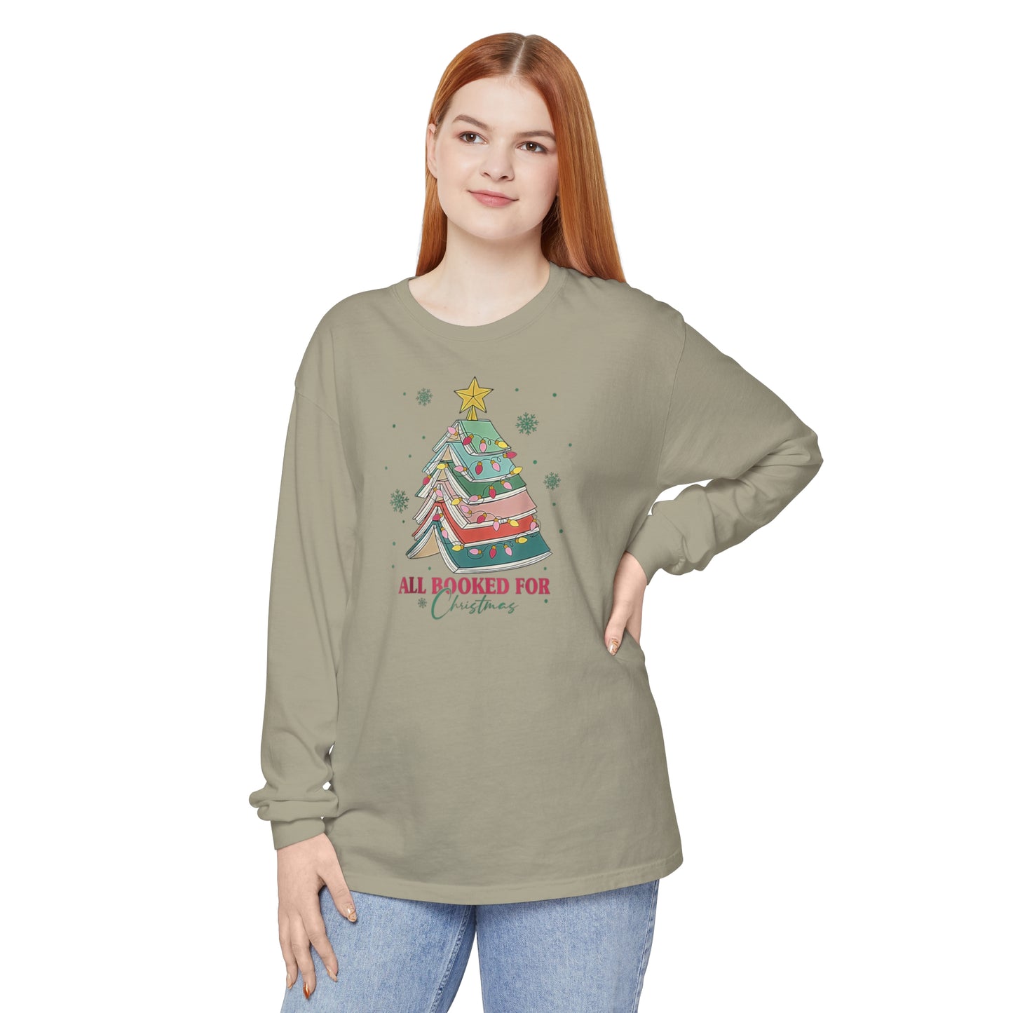 Christmas Bookworm Long Sleeve Shirt All Booked for Christmas Unisex Long Sleeve T-Shirt