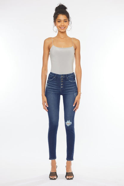 Kan Can High Rise Piecing Detail Super Skinny Jeans