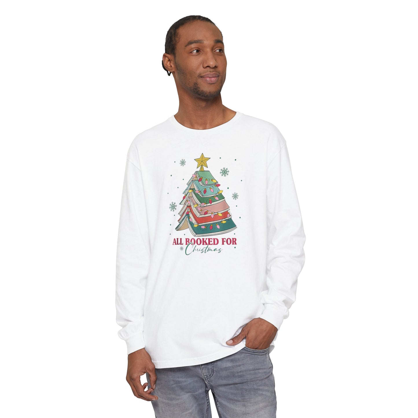 Christmas Bookworm Long Sleeve Shirt All Booked for Christmas Unisex Long Sleeve T-Shirt