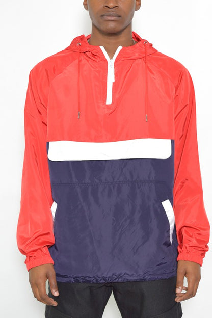 Weiv Color Block Anorak Jacket Pullover Windbreaker