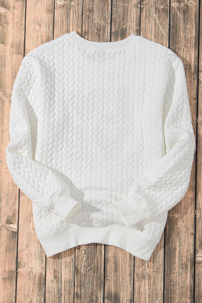 White Merry and Bright Quilted Sweatshirt Christmas Sweater Womens