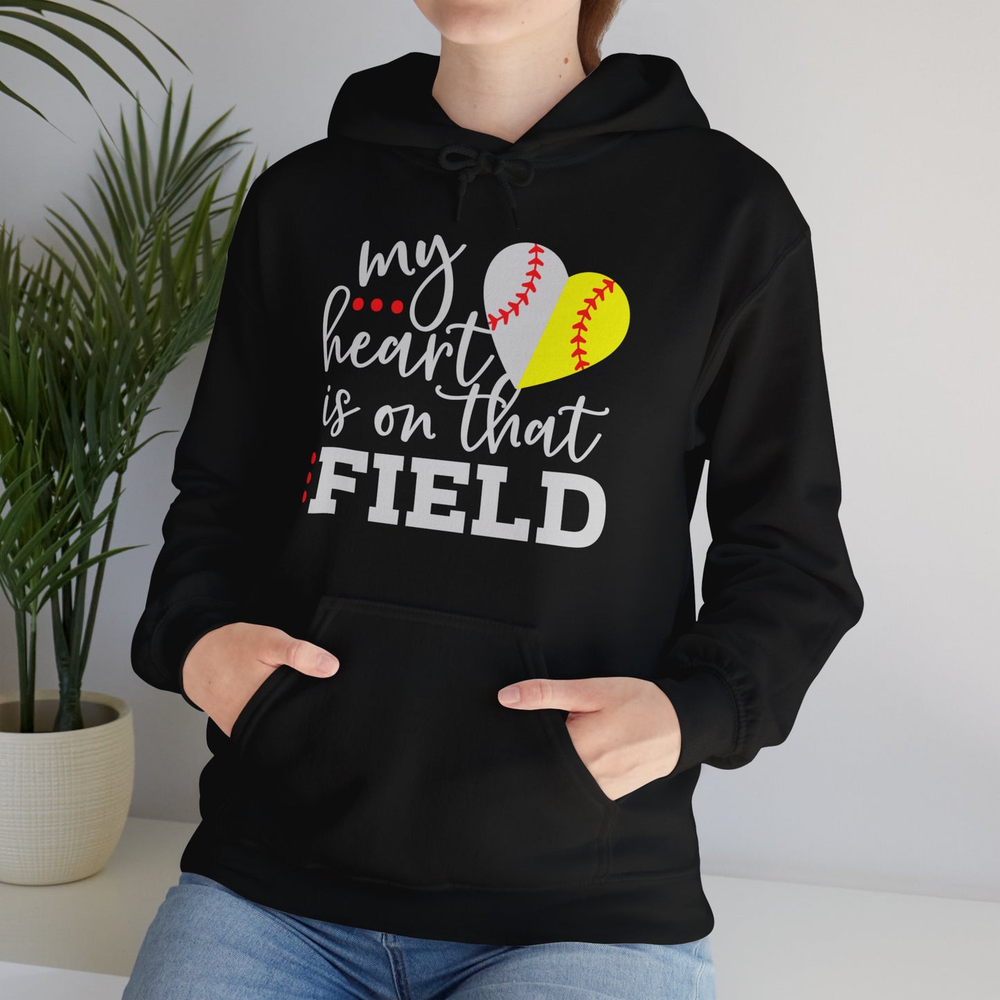 Softball My Heart Unisex Heavy Blend Hooded Sweatshirt