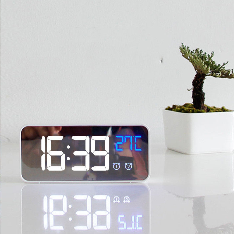 Music LED Digital Alarm Clock Temperature Date Display Desktop Mirror Clocks Home Table Decoration Electronic Clock