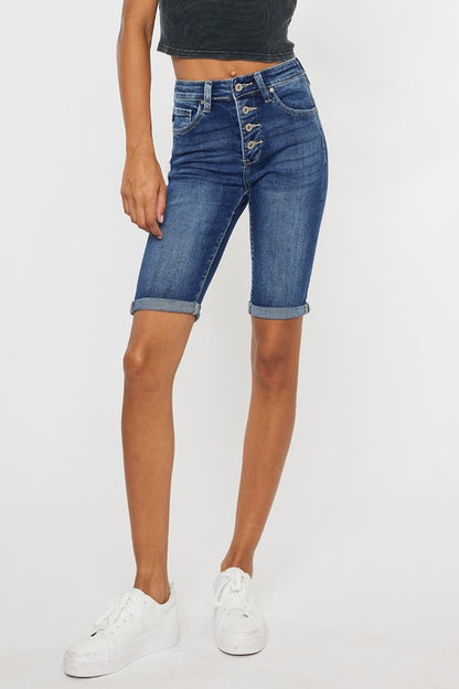 Kancan High Rise Cuff Bermuda Jeans