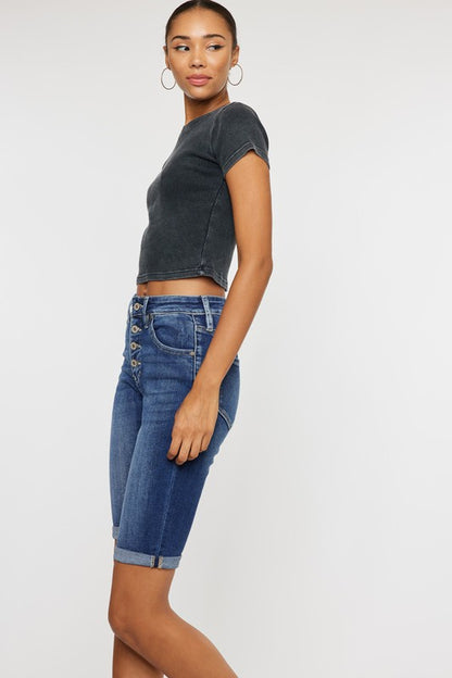 Kancan High Rise Cuff Bermuda Jeans