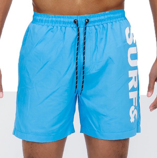 Weiv Solid Lined Beach Swim Text Swim Shorts