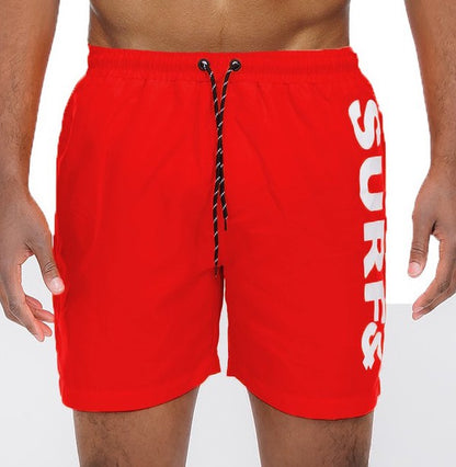 Weiv Solid Lined Beach Swim Text Swim Shorts