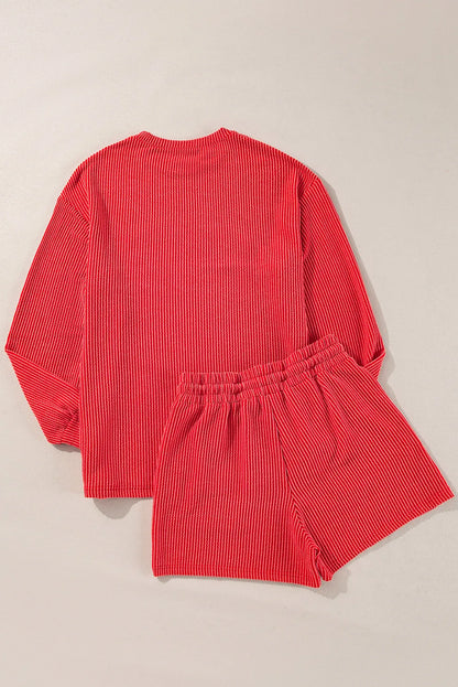 MERRY Round Neck Long Sleeve Top and Shorts Lounge Set Christmas