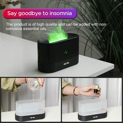 Best Selling USB Ultrasonic Flame Humidifier Led RGB 7 Colorful Changing Light Essential Oil Fire Flame Aroma Diffuser