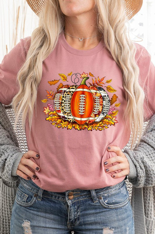 Football Pumpkin Shirt Comfy UNISEX SHORT SLEEVE Fall T-Shirt