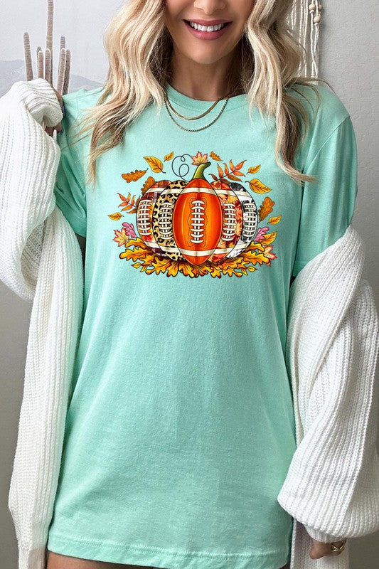 Football Pumpkin Shirt Comfy UNISEX SHORT SLEEVE Fall T-Shirt