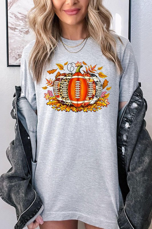 Football Pumpkin Shirt Comfy UNISEX SHORT SLEEVE Fall T-Shirt