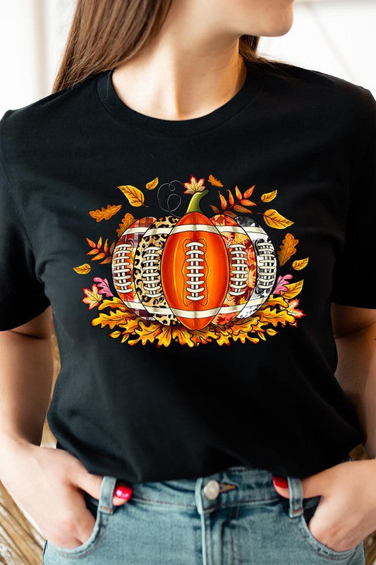 Football Pumpkin Shirt Comfy UNISEX SHORT SLEEVE Fall T-Shirt