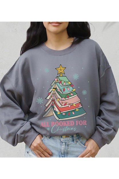 All Booked for Christmas Graphic Unisex Fleece Sweatshirt