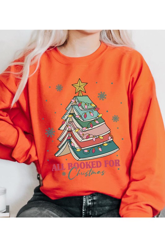 All Booked for Christmas Graphic Unisex Fleece Sweatshirt