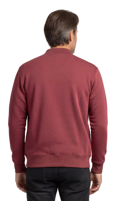 Men's Classic Zip-Up Baseball Fleece Jacket in Lightweight Cotton Blend Fabric with Sporty Edge