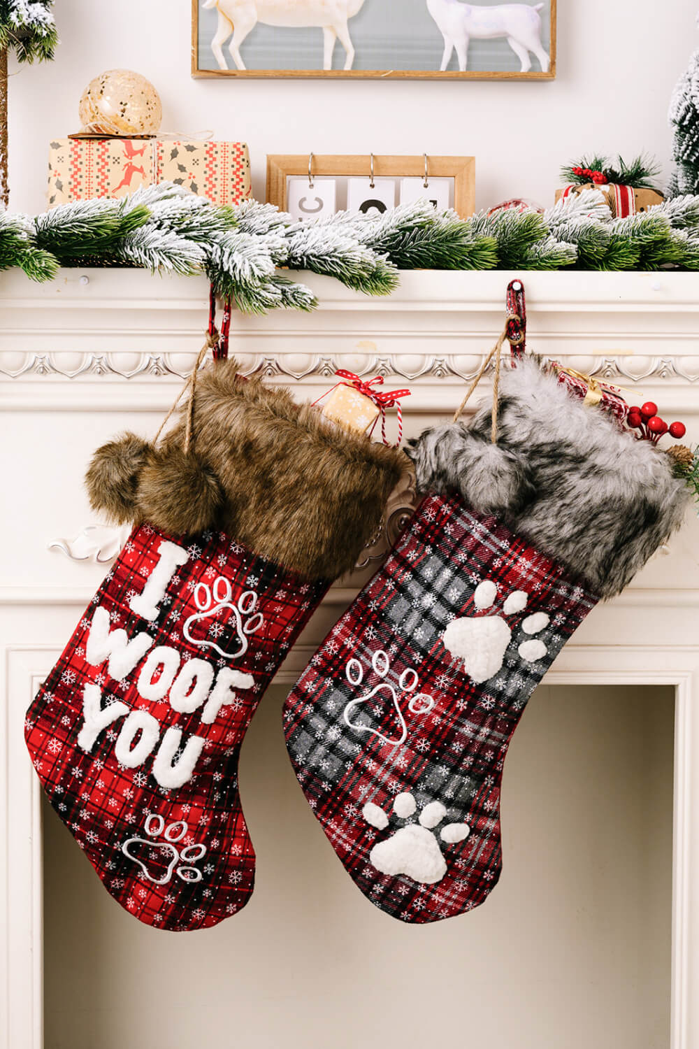 Dog 2-Pack Plush Christmas Stockings Fur Babies Pets