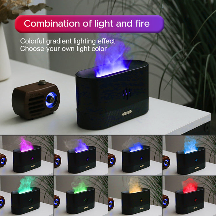 Best Selling USB Ultrasonic Flame Humidifier Led RGB 7 Colorful Changing Light Essential Oil Fire Flame Aroma Diffuser