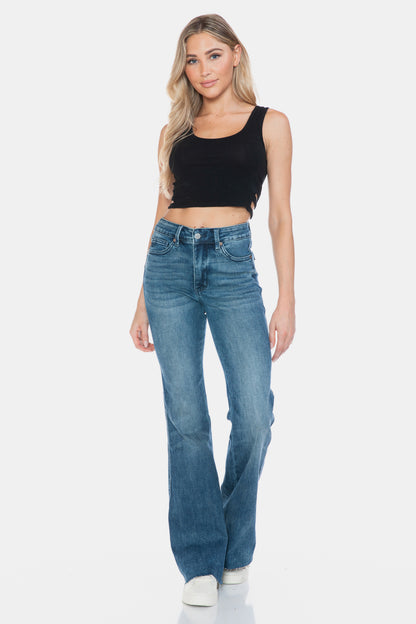 Judy Blue Full Size Tummy Control Cut Hem Flare Jeans - 88472