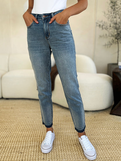 Judy Blue Full Size Mid Rise Rigid Magic Release Hem Jeans - 88818