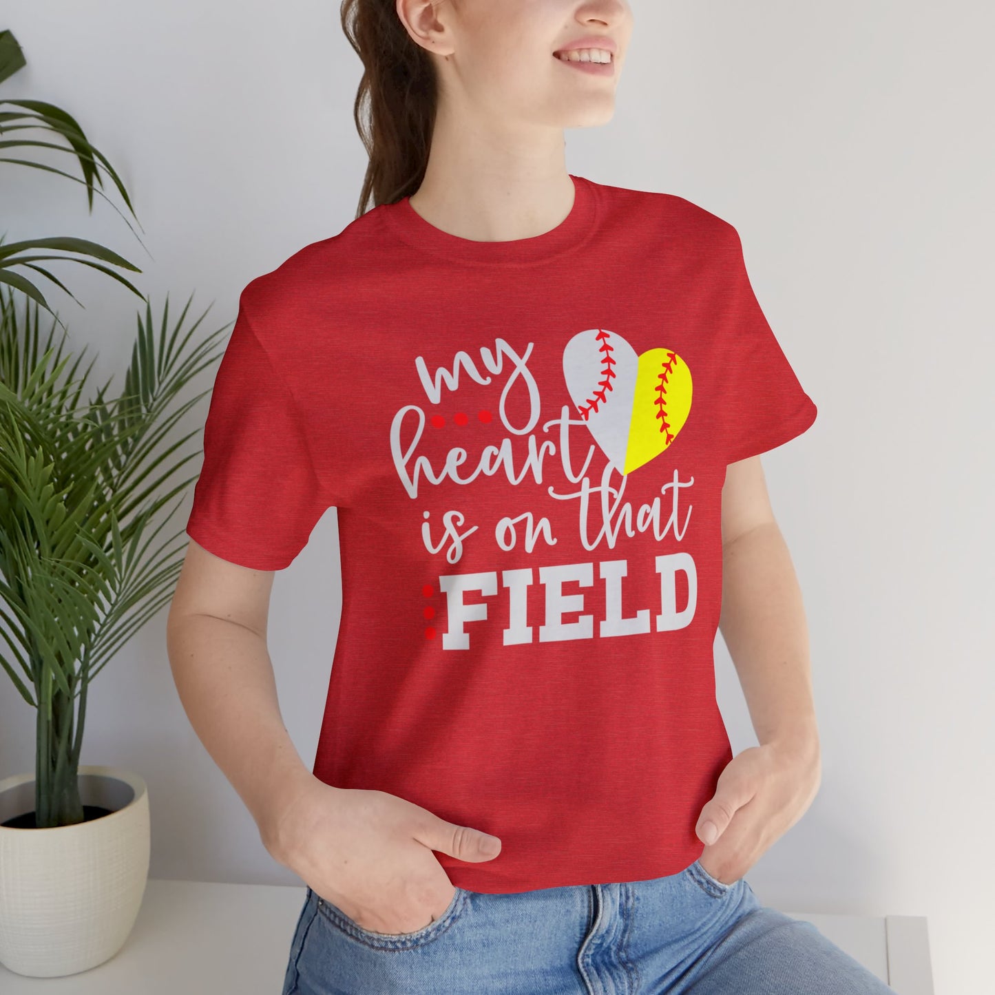 Softball My Heart Unisex Jersey Short Sleeve Tee Shirt