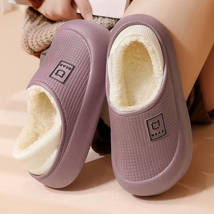 Winter Plush Slippers Soft Fleece Lining, Cushioned EVA Sole & Non-Slip TPR Grip Cozy Indoor Outdoor Home Slip-Ons for All Seasons