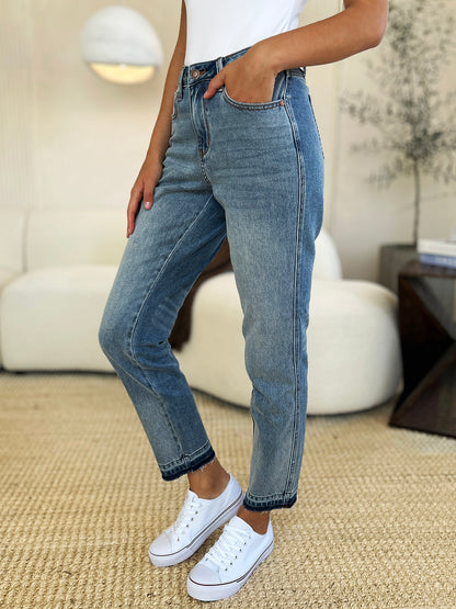 Judy Blue Full Size Mid Rise Rigid Magic Release Hem Jeans - 88818