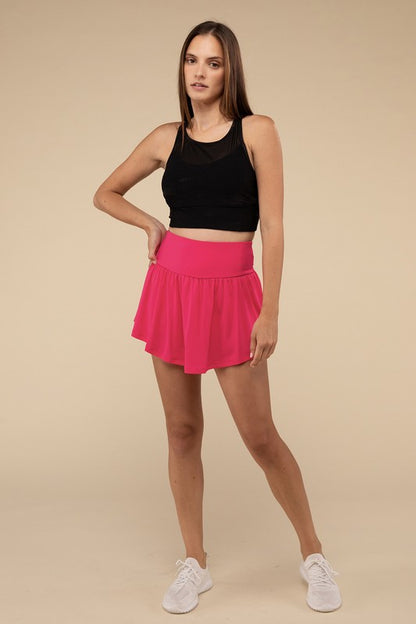 Zenana Wide Band Tennis Skirt with Zippered Back Pocket