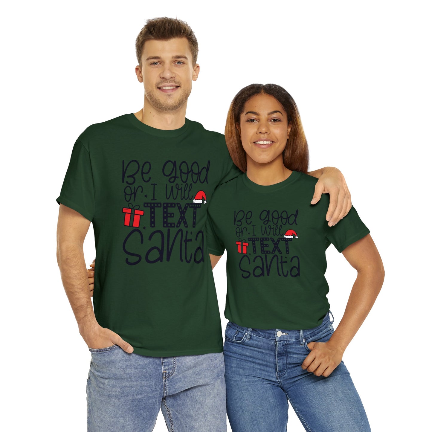 Text Santa Christmas Shirt, Holiday Shirt, Xmas T shirt, Unisex Cotton Tee