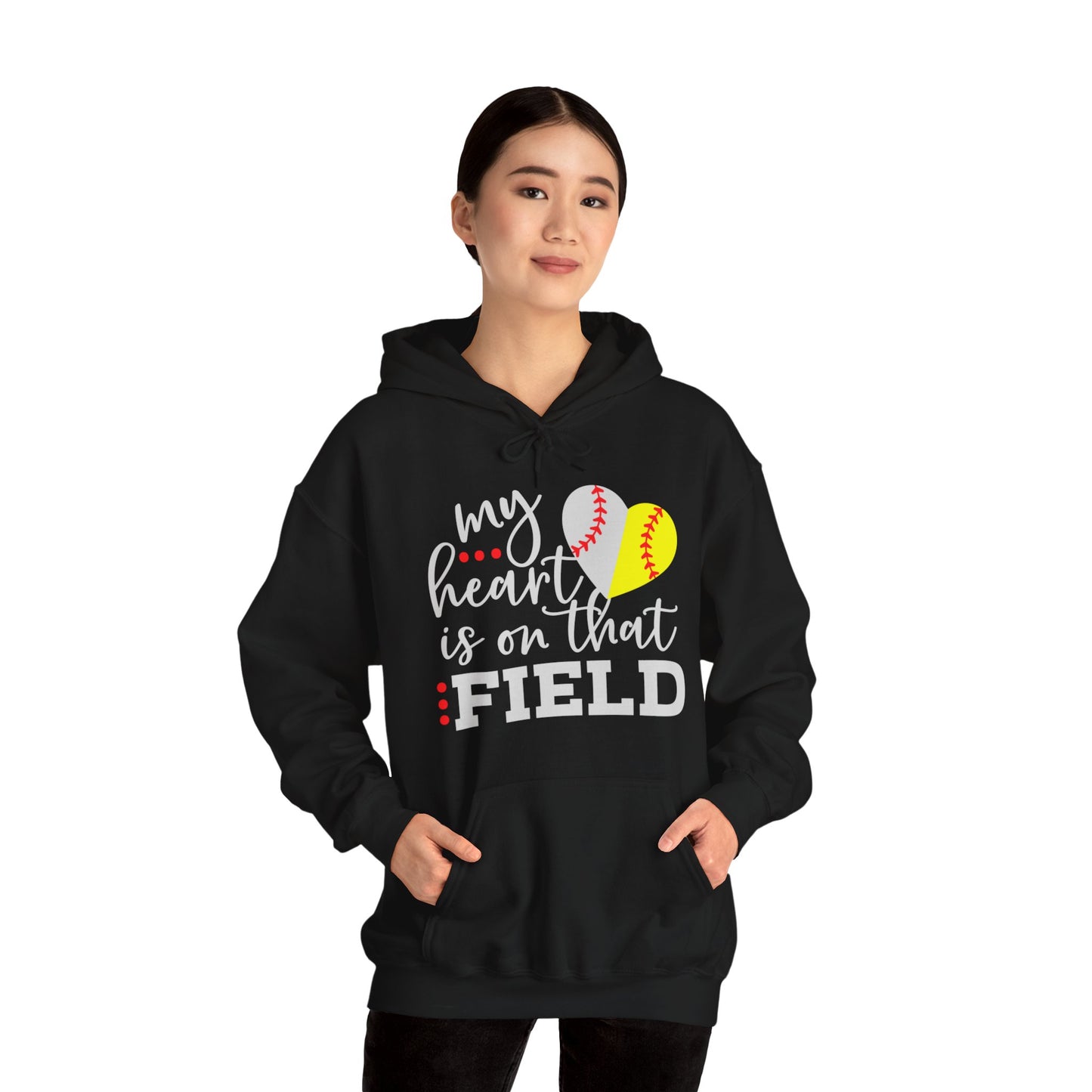 Softball My Heart Unisex Heavy Blend Hooded Sweatshirt