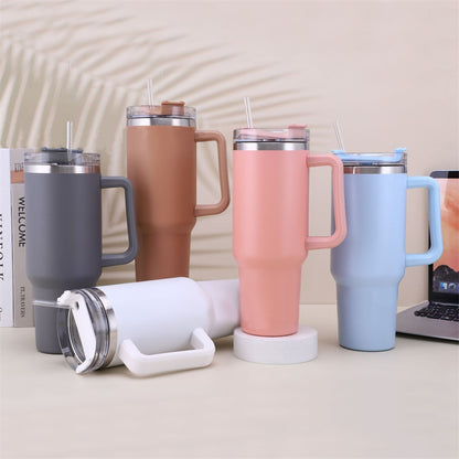 Tumbler 40oz Straw Coffee Insulation Cup With Handle Portable Stainless Steel Water Bottle Large Capacity Travel Mug BPA Free Thermal Mug