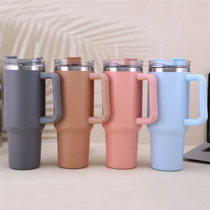 Tumbler 40oz Straw Coffee Insulation Cup With Handle Portable Stainless Steel Water Bottle Large Capacity Travel Mug BPA Free Thermal Mug