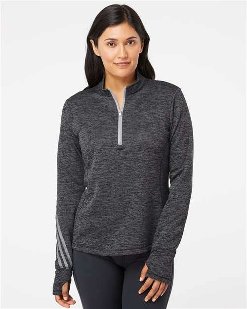 Adidas Women's Brushed Terry Heathered Quarter-Zip Pullover