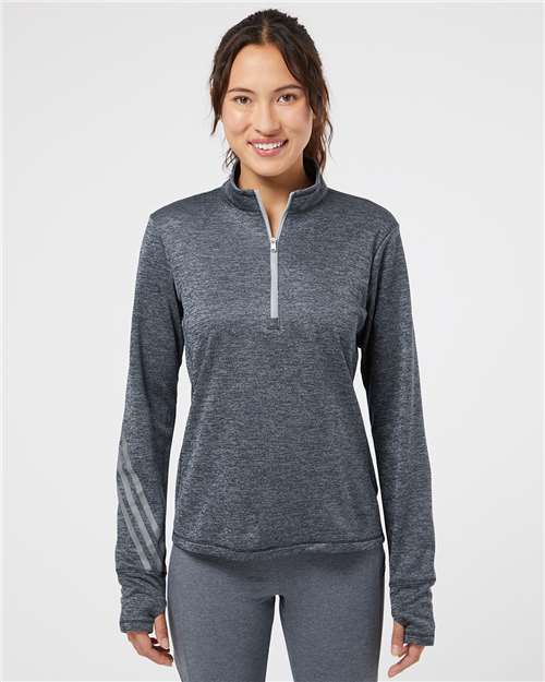 Adidas Women's Brushed Terry Heathered Quarter-Zip Pullover