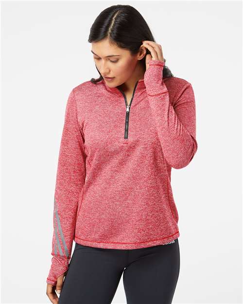 Adidas Women's Brushed Terry Heathered Quarter-Zip Pullover