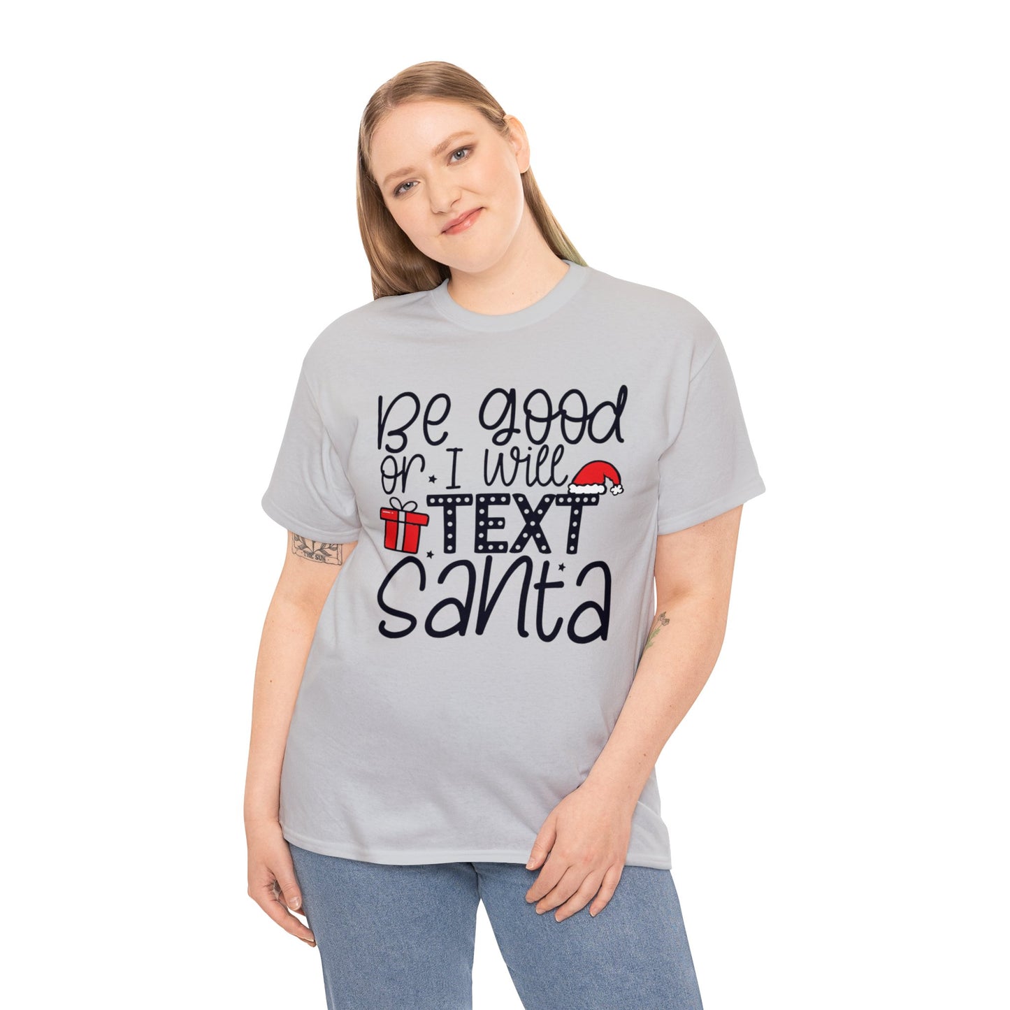 Text Santa Christmas Shirt, Holiday Shirt, Xmas T shirt, Unisex Cotton Tee